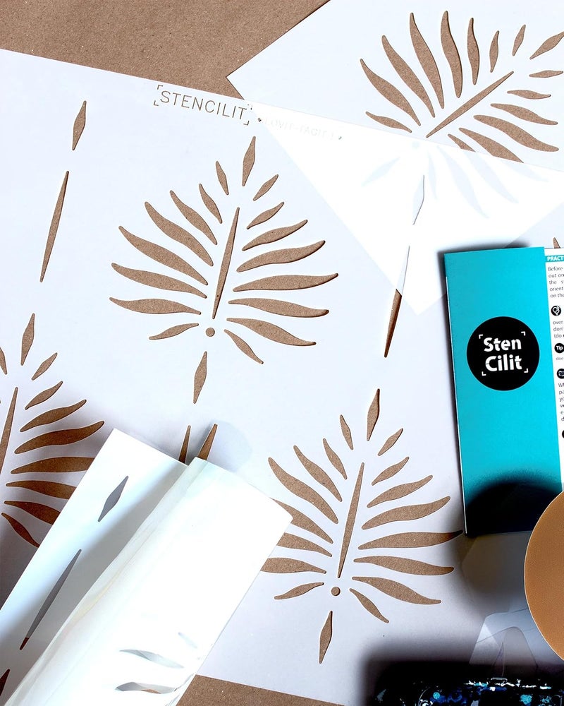 STENCILIT ® Fern Wall Stencil for Painting - 2 Pack of 17 x 22.5 in Stencil, Wall Stencils for Painting Large Pattern, Modern Large Wall Stencils - Image 1